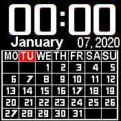 Calendar_Black_2020_EN Amazfit BIP watchface